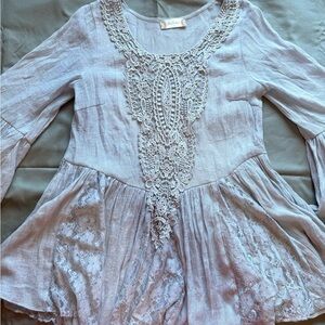 Altar'd State Light Blue Lace Top